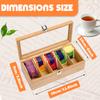 Bamboo Tea Bag Storage Box with Clear Lid 5 Compartments Multifunctional Coffee Tea Box Organizer Sugar Container
