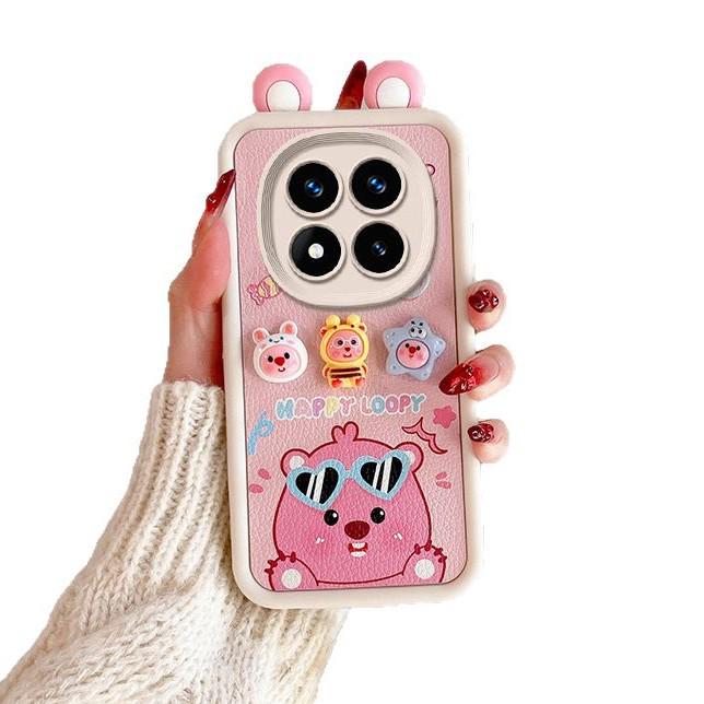 Redmi Note 14 Cross-Border Cartoon Fashion Leather Texture Ear Doll Case for Xiaomi 13Pro/13C