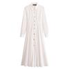 2025 Spring Women's European Style Turn-Down Collar Long Sleeve Midi Dress