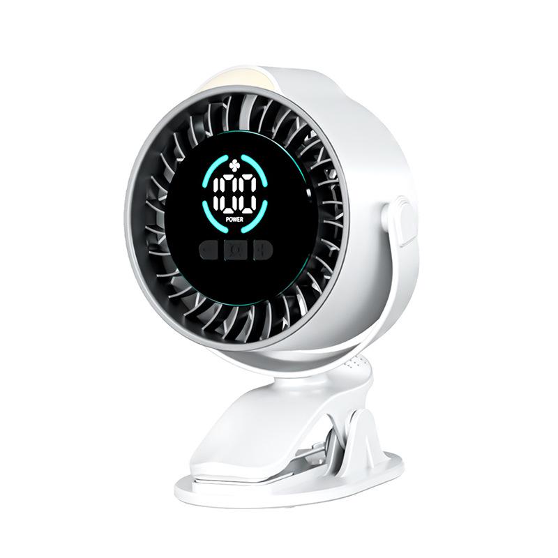 

USB Rechargeable Silent Clip & Wall Fan with Night Light and Digital Display 128*168*82mm белый