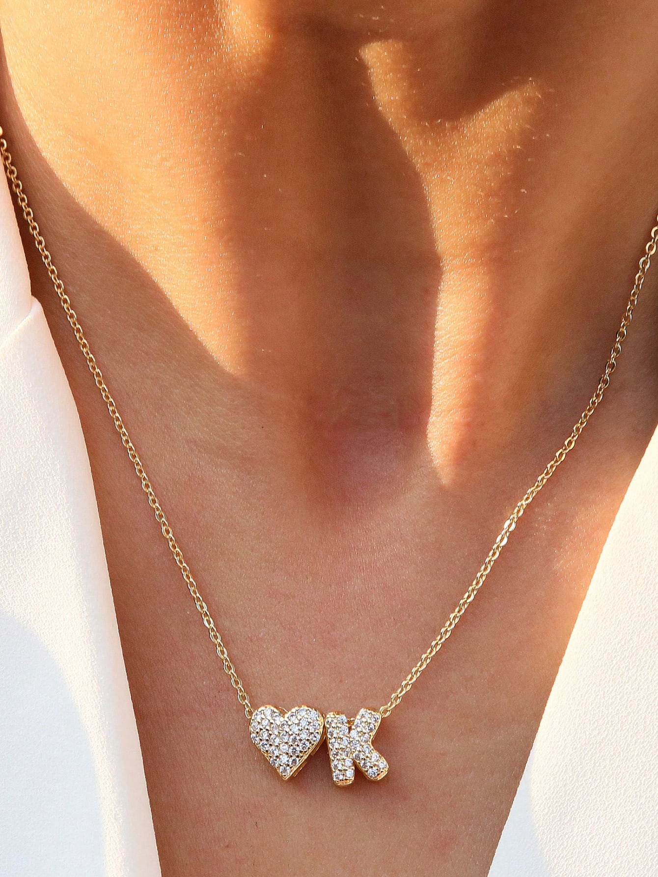 

A brass cubic zirconia balloon bubble 26 English letter charm name necklace A