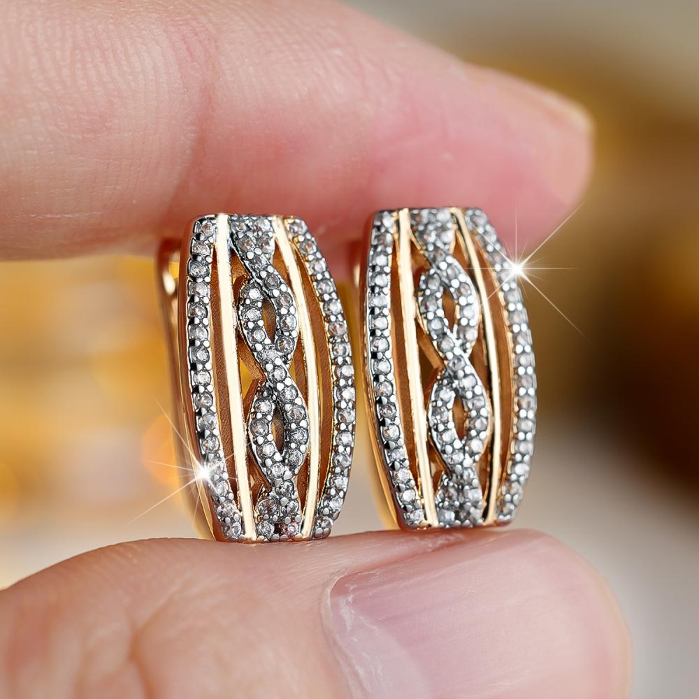 Luxury Golden Hollow Geometric Drop Earrings for Women Fashion Zircon Earring Wedding Party Jewelry Gifts