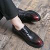 Leather Shoes Business Dress Office Casual Shoes Black Woven Pattern Low Top