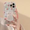 Korean-style floral rabbit design applicable iphone13Apple14Phone case11Cute girl15pro max Bracket16Transparent