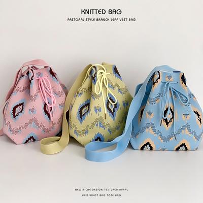 Crossbody Bag Bucket Bag Drawstring Ethnic Style Large-capacity Hand-held Single-shoulder Bag