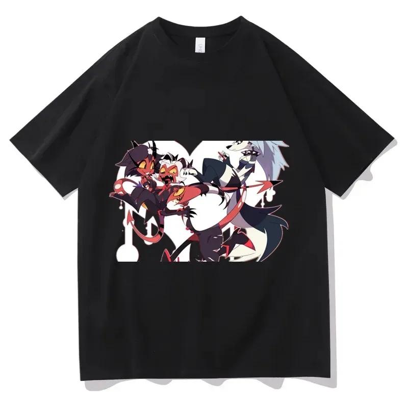 Hazbin Hotels Alastor Printed Tshirt Summer WomensTshirt Y2k Round Neck Short SleeveTshirt High QualityNeutral T-shirt Clothing