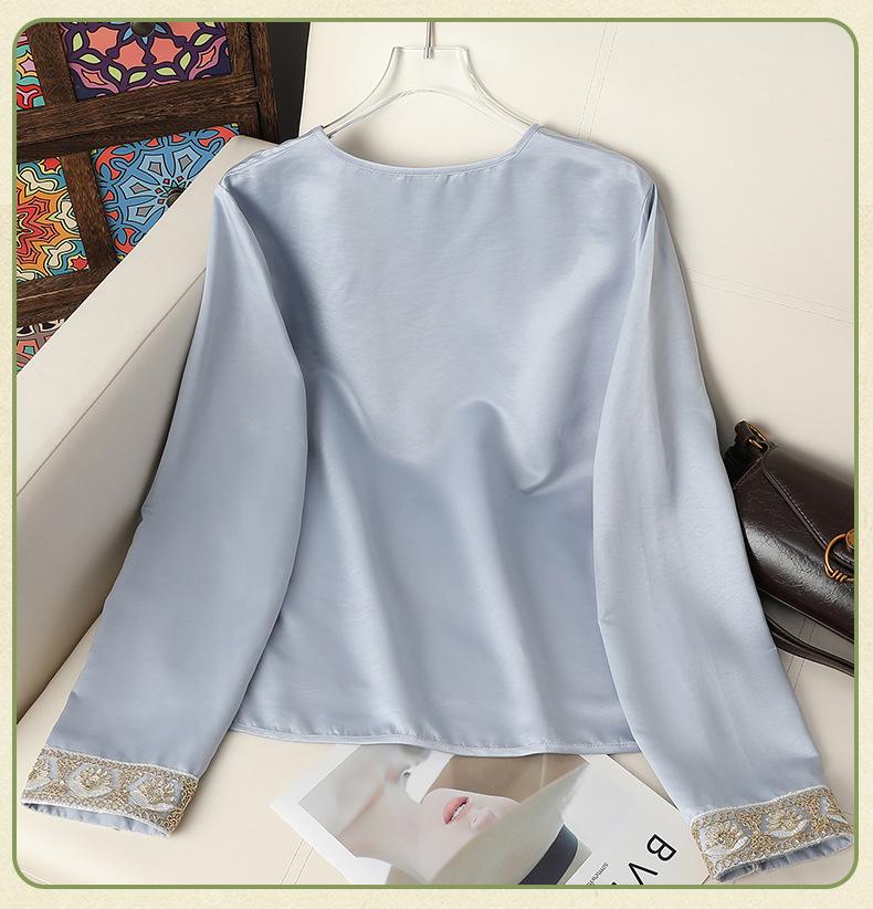 2026 Spring/Autumn Women's Lightweight Chinese Style Long Sleeve Base Layer Top