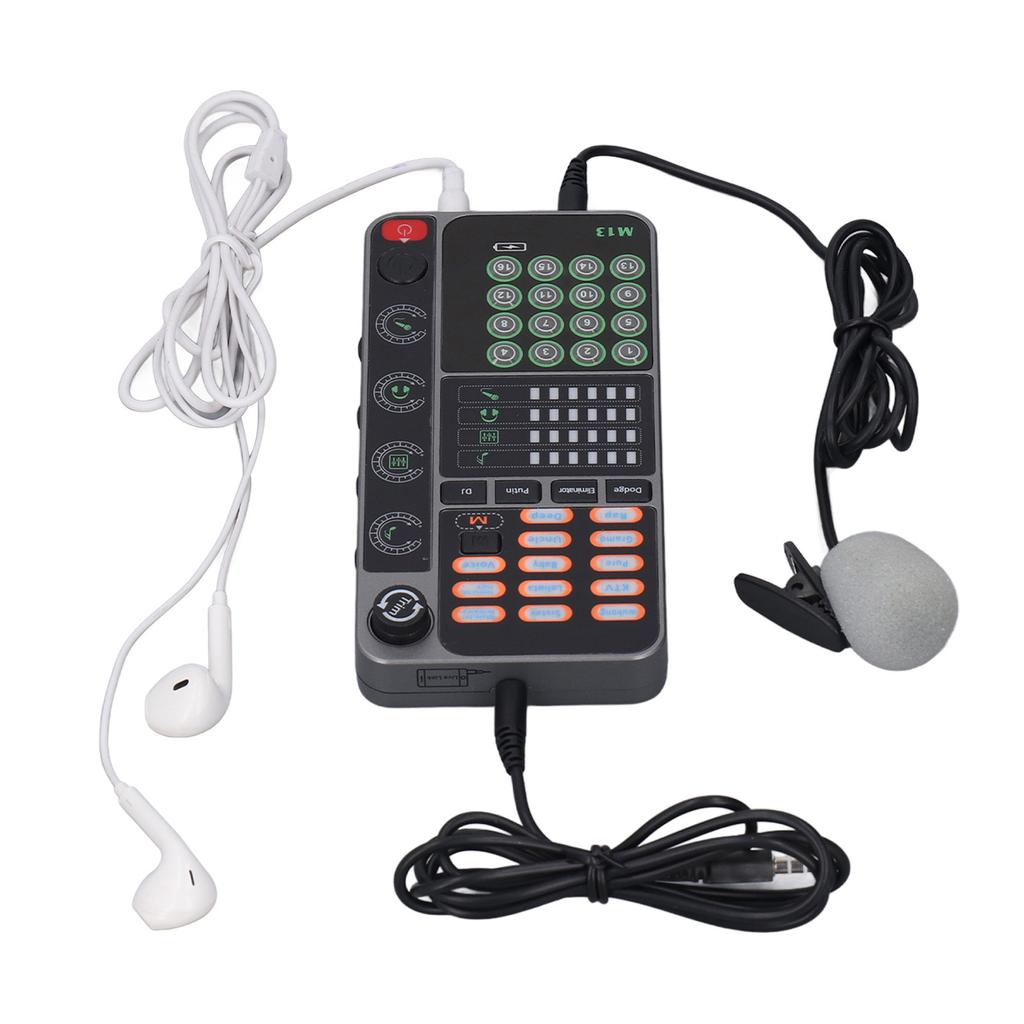 Voice Changer Live Sound Card Portable Voice Disguiser with Bluetooth DJ Controller for Live Streaming Singing Gaming