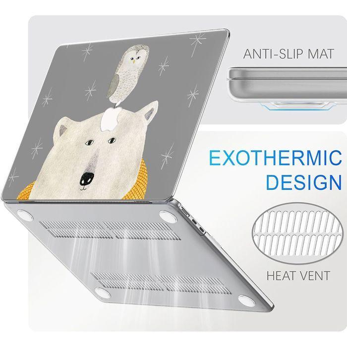 Coque de protection - MacBook - Air 15 Pouces - Antidérapante - Motif Hibou Ours - PC Dur