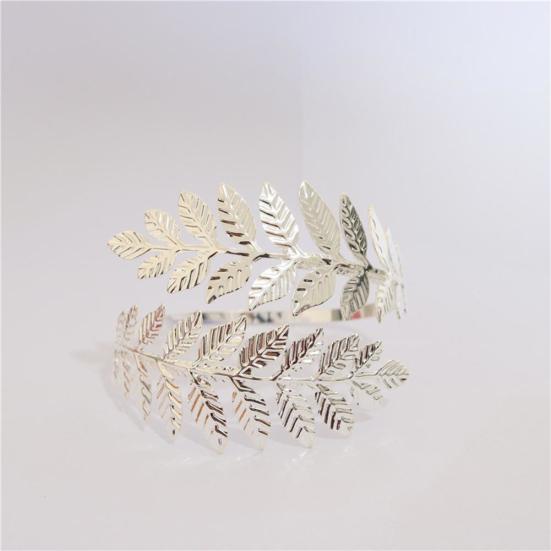 Fashion Women Metal Leaf Charm Open Bracelet Arm Cuff Armlet Bangle Fine Jewelry