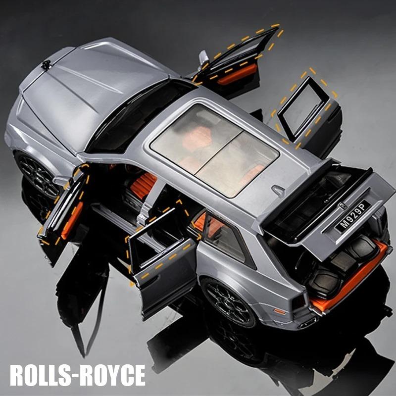 Diecast Metal Toy Car 1/20 for Rolls-Royce Cullinan SUV Off-Road Alloy Model Car Simulation Sound Light Toy for Kids