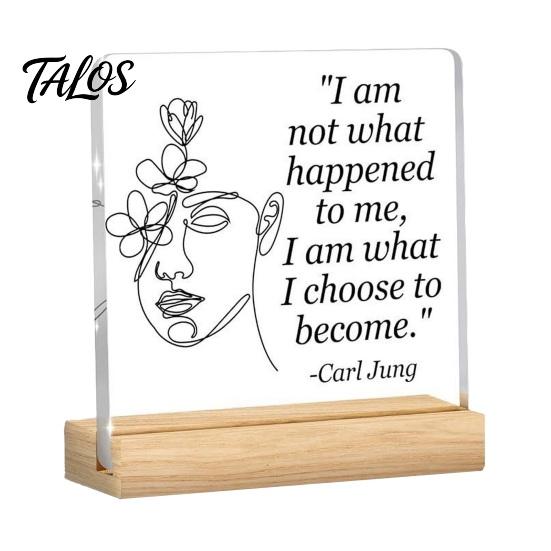 Wooden Base Table Ornament Motivational Mental Health Desktop Decoration, Acrylic Sign with Stand, Inspirational Desk Office Decor, for Therapy