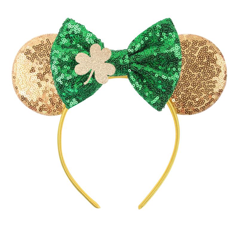 Mode St. Patrick Glitzer Mausohren Stirnband Mädchen Pailletten Haarschleife Festival Haarband Party DIY Haaraccessoires Mujer