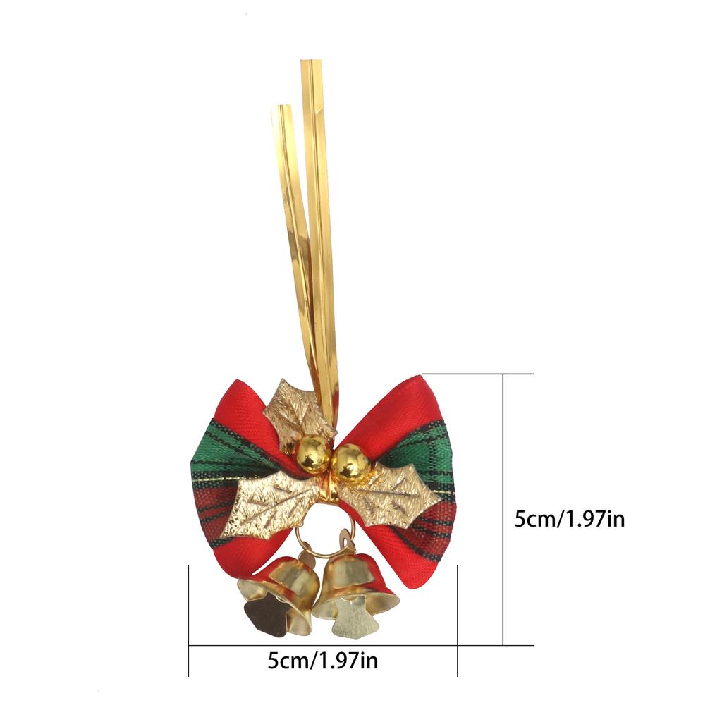 2PCS Christmas Bows with Bells Christmas Bowknot DIY Craft Ornaments Xmas Tree Hanging Decor 2026 New Year Home Decor