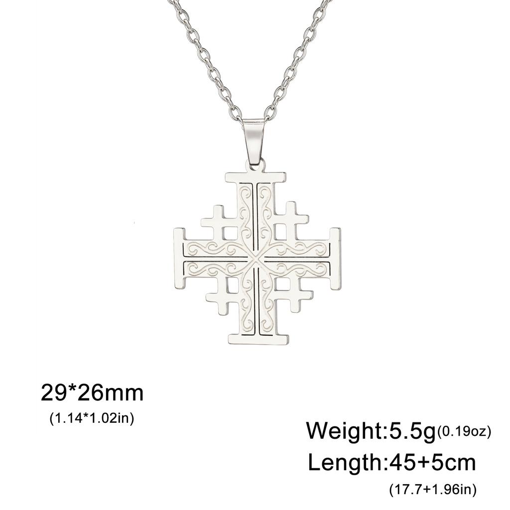 Jeshayuan Jerusalem Cross Pendant Necklace For Women Stainless Steel Bible Crusaders Men Necklaces Jewelry Gift Wholesale