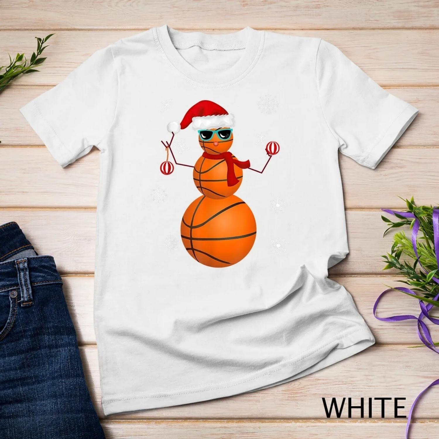Christmas Basketball Snowman Santa T Shirt Funny Baller S