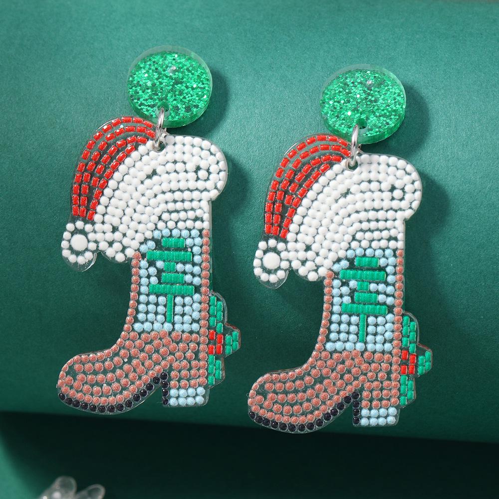 Christmas Santa Claus Hat & Shoes Acrylic Earrings for Women
