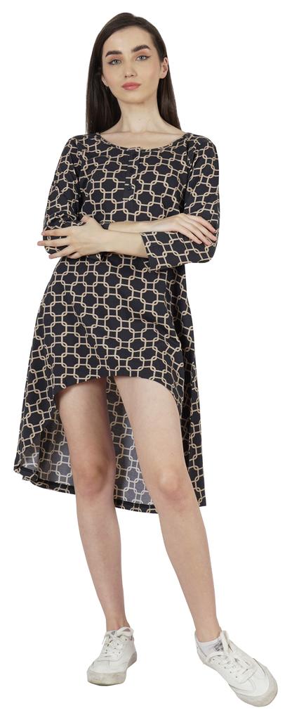 Inkmeso Rochii de bumbac cu gât rotund imprimat pentru femei, tiv asimetric, scurte