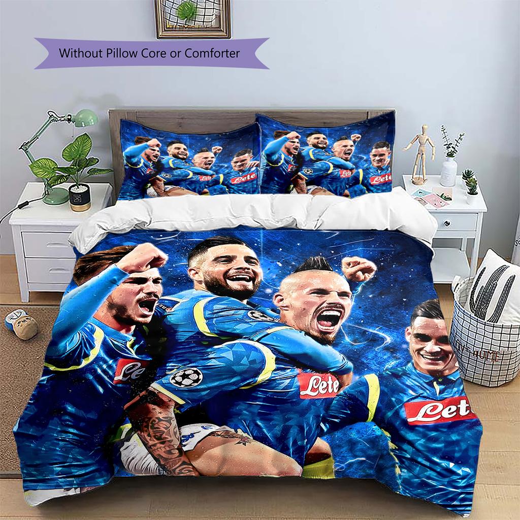 Napoli Football Team Pattern Bedding Home Decoration Birthday Gift (1 * Duvet Cover + 2 * Pillowcase, Without Core)