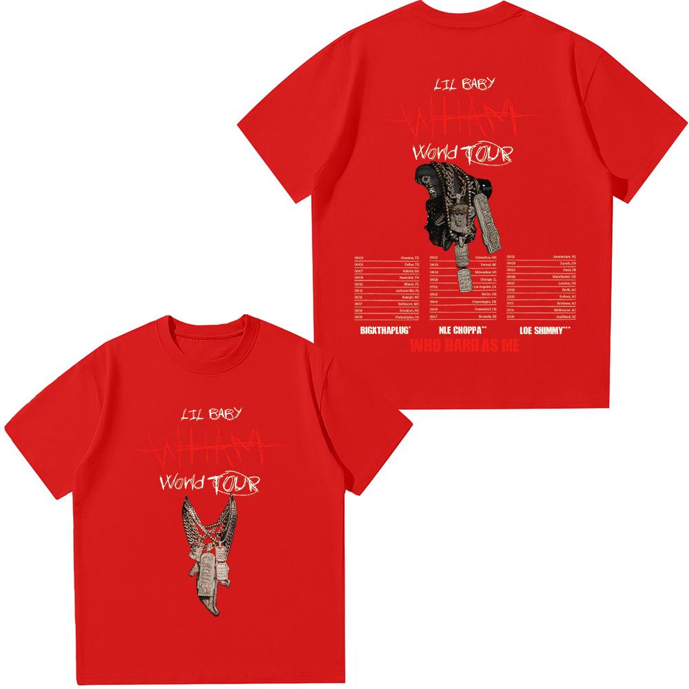 

Футболка Lil Baby B&W Wham World Tour Футболки Lil Baby Рэп Хип-хоп Футболки Ретро Подарок для Женщин/Мужчин Хлопковый Топ Уличная одежда XXL красный