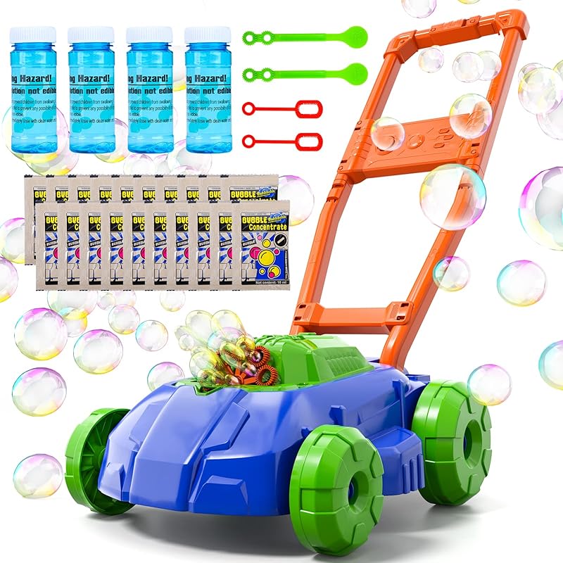 Bennol Bubble Lawn Mower for Toddlers, Kids Automatic Bubble Blower Maker Machine, Outdoor Gardening Push Toys, Christmas Birthday Gifts for синий