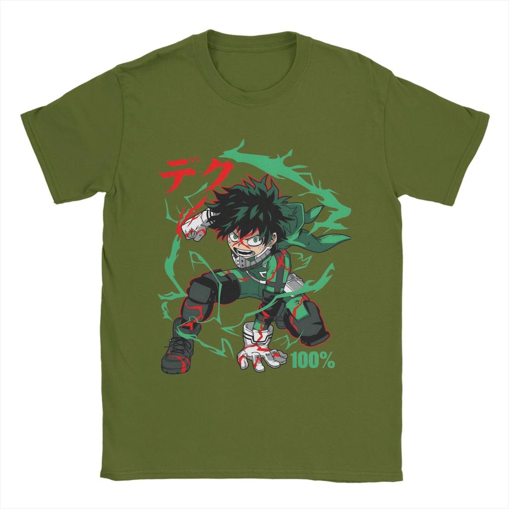 Crazy My Hero Academia Midoriya Izuku TShirts Men O Neck Pure Cotton T Shirt  Short Sleeve Tee Shirt Plus Size Clothes