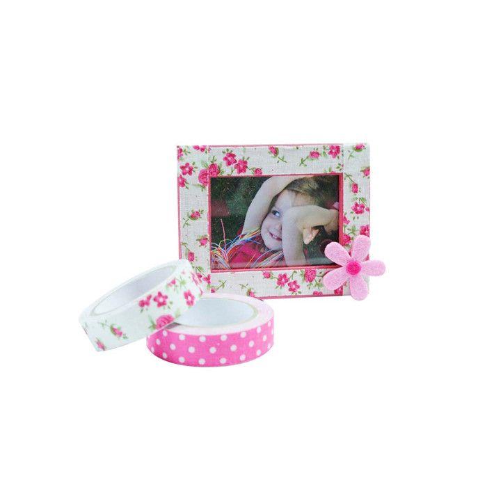 Fabric tape Ruban adhésif fleuri rose 1,5 cm x 3 m