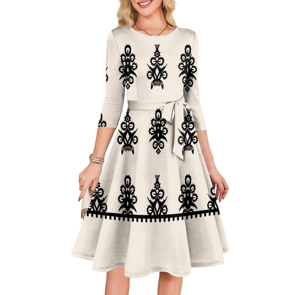 Women's Cocktail Dresses 3/4 Sleeve Vintage Wedding Guest Dress