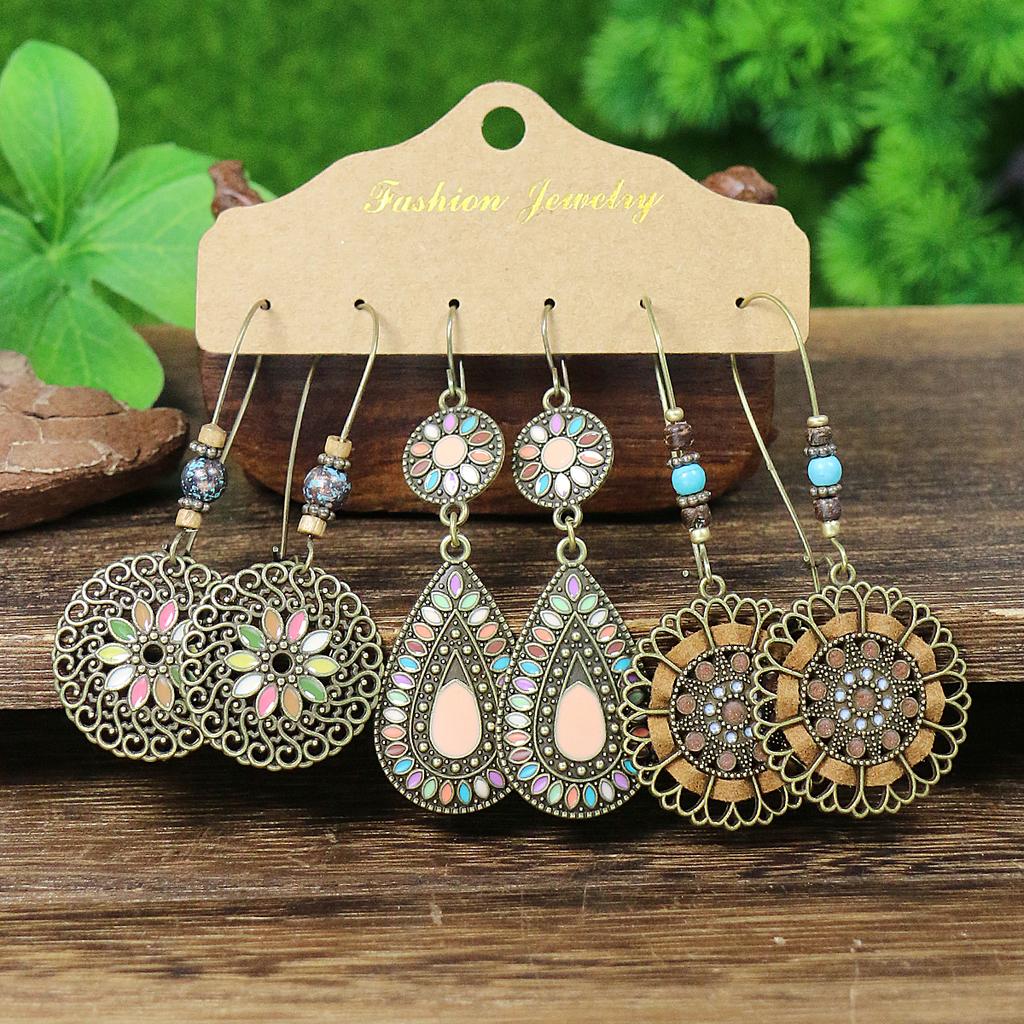 Women's Boho Colorful Earrings Combination Set Tassel/Shell/Turquoise Design Geometric Shape Big Water-drop Party Decors Gifts