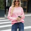 Autumn Solid Knitted Pullovers Sweater Women Elegant Loose Sweaters Winter Clothing Twist O Neck Knitwears Tops 28674