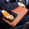 2 in 1 Car Armrest Cushion with Cup Holders, PU Leather Center Console Pad, Portable Height Adjustable Pillow for Comfort Suppor