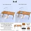 YIXI Wood Grain Roll-Up Camping Table with BBQ Grill