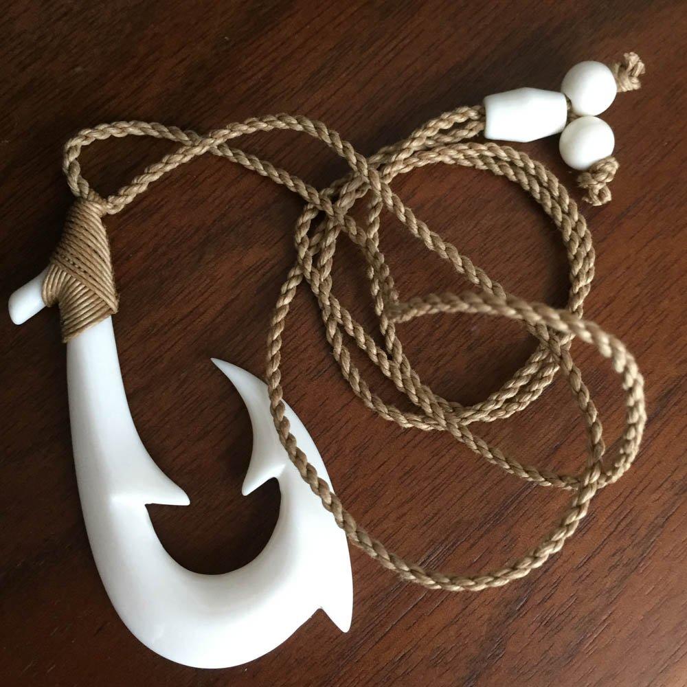 Fishhook Bone Necklace, Large Size (Oversized) LU1930 Hawaiian Fishing Hook