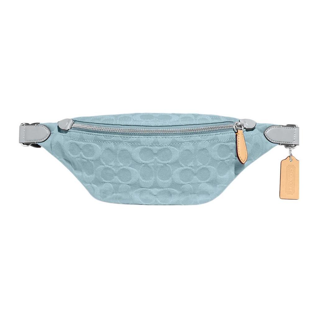 Coach Charter 34 Solid Color Embossed Logo Classic Floral Fabric Chest Bag Waist Bag Large Unisex Bags Blue CJ825-PBU