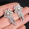 Elegant Floral Drop Earrings With Imitation Pearl Zircon Accents Long Tassel Design Women Gold Tone Copper Jewelry