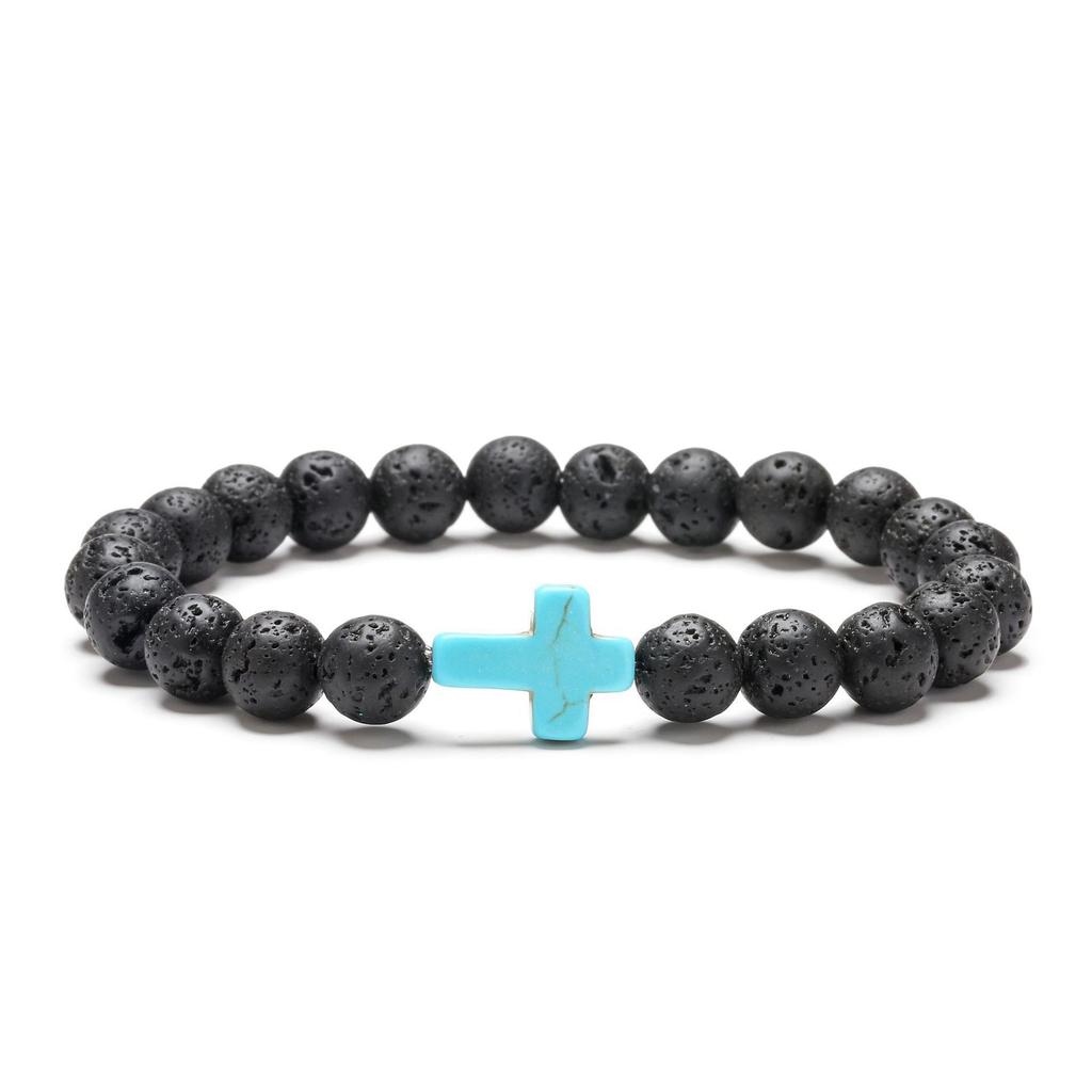 Natürlicher Stein Perlen Kreuz Armband Damen Einfaches Armband Perlen Vielseitiges Armband Europäisches und Amerikanisches Neues Mehrfarbiges Perlenarmband.