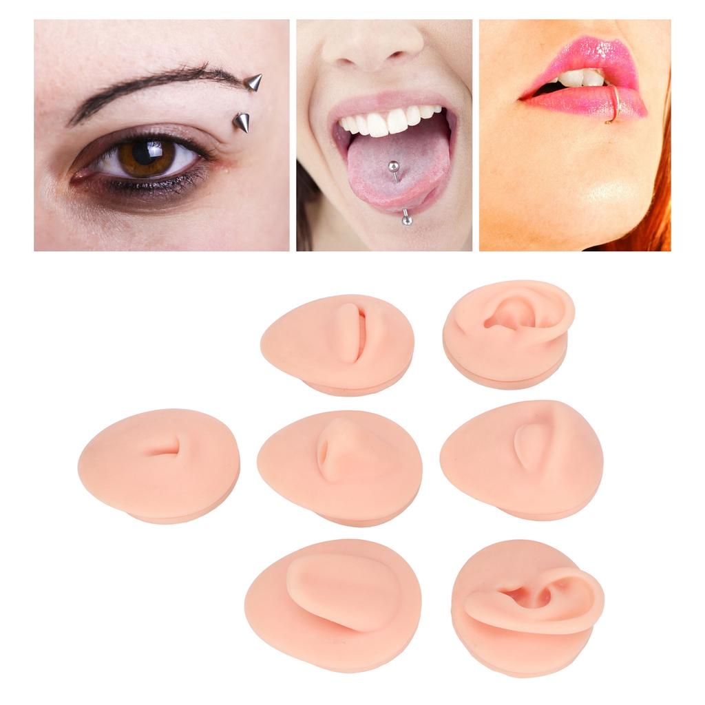 Silicone Body Part Model Soft Silicone Ear Mouth Nose Eye Tongue Navel Model with Display Rack for Teaching Display Practice