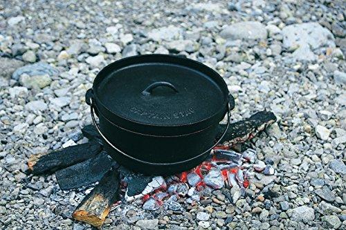 Captain Stag (CAPTAIN STAG) UG-3045 Cast Iron Dutch Oven, 20cm, No Seasoning Required, Perfect for Camping and Barbecuing