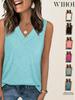 Ärmelloses Damen-Sommerhemd mit V-Ausschnitt, lässig, locker, einfarbig, Neuankunft 2025