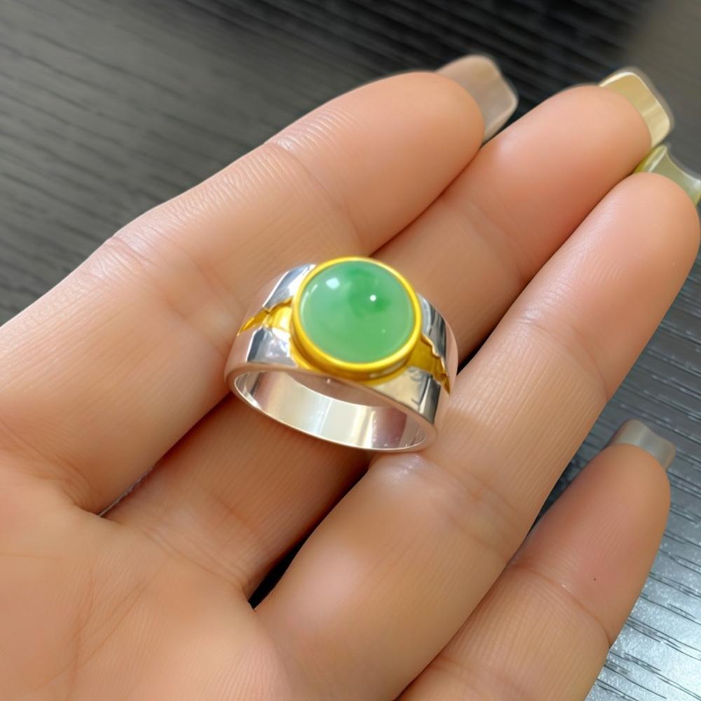 

Vintage Luxury Green Artificial Synthetic Stone Women s Ring Irregular Texture Jewelry 10