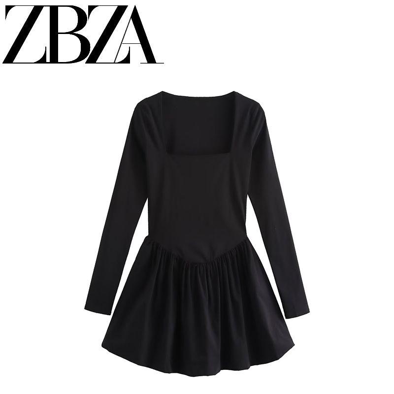 Zab Autumn New Women Clothes Western Style French Style Design Balloon Version Short Dress 1131996