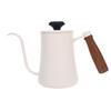 600ML Coffee Brewing Pot 304 Stainless Steel Water Pot with Temperature Meter Wood Handle   Spout
