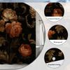 Cortina de Ducha Floral Marrón Oscuro Elegante Patrón de Rosas Estilo Barroco Vintage Lujosa Decoración de Baño Impermeable Montaje Rápido
