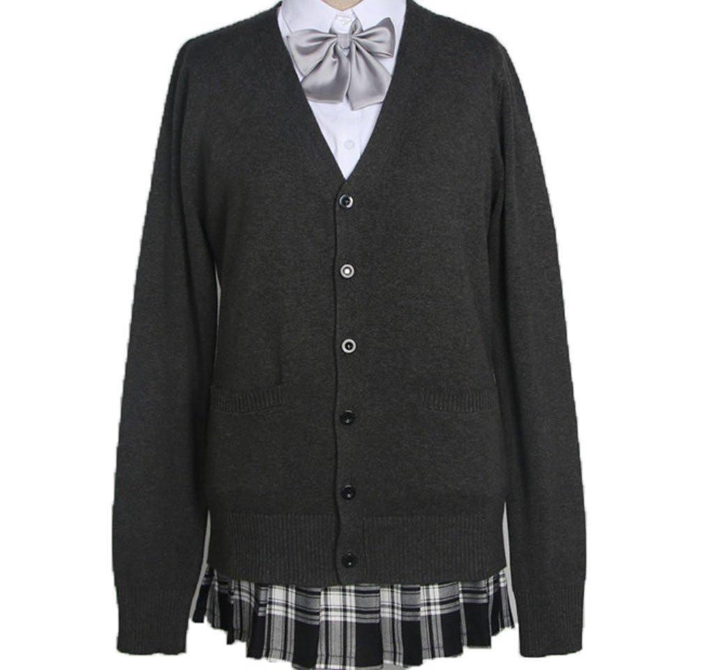 Shop Solid Color Long Sleeve Cardigan Knit Beautiful and Loose for School Uniforms Dark Phoenix's Top, 100% Cotton, Simple, V-Neck, Fit, Unisex, (Size