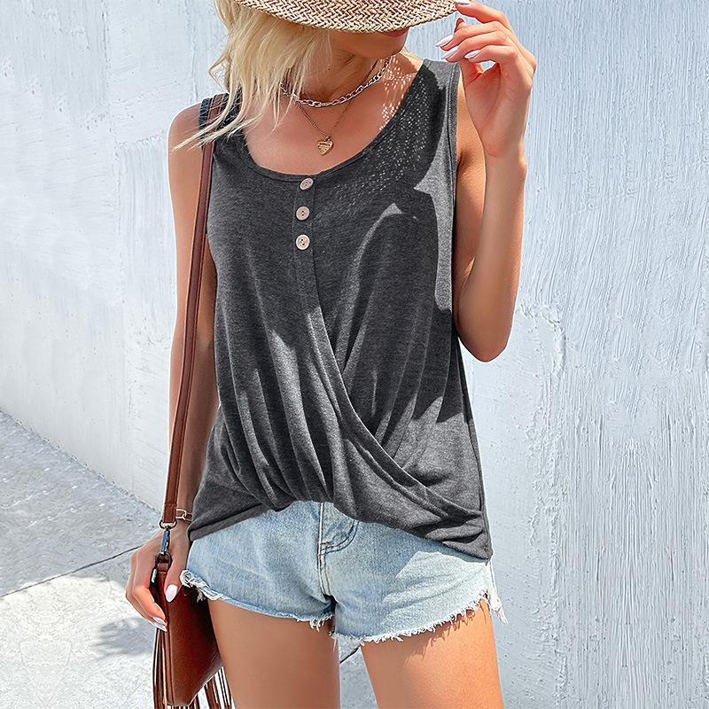 QICED Bluse e Camicie Casual da Donna con Scollo a U Senza Maniche