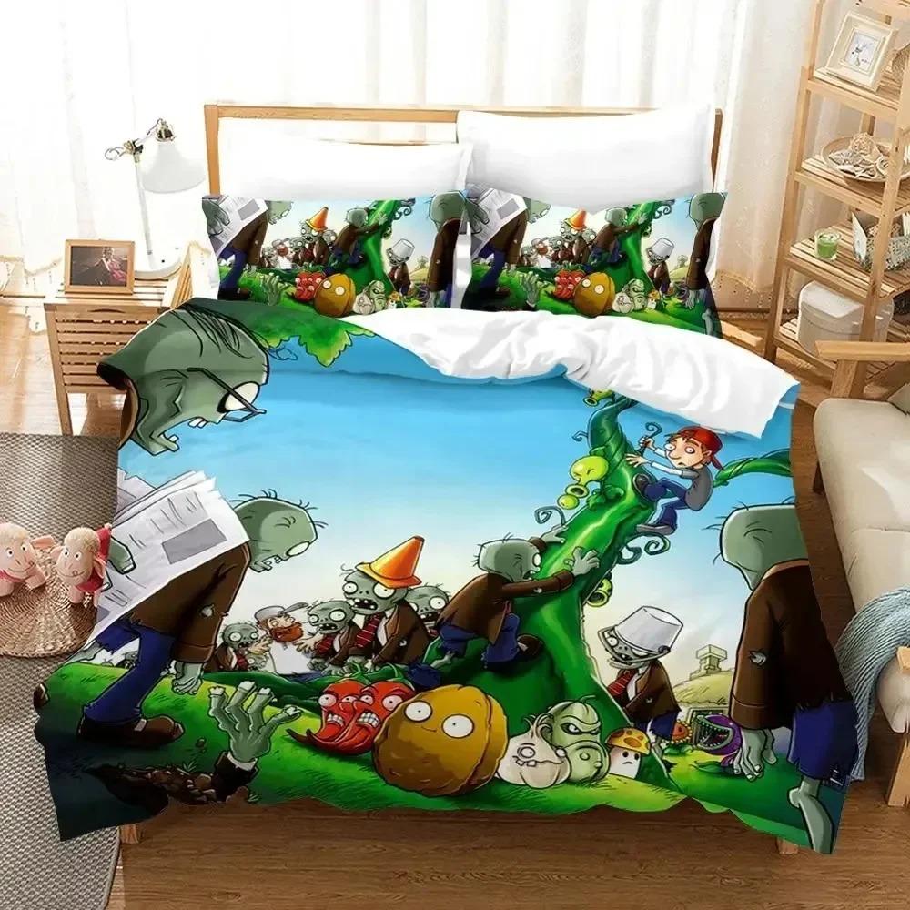 3D Printed Plant Zombie Bedding Set Boys Girls Twin Queen Size Duvet Cover Pillowcase Bed Boys Adult Fashion Home Textileextile