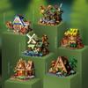 1PACK compatible LEGO forest wooden house building house street view building block handmade windmill tree house children educational toys