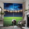 2pcs   2D Flat Window Curtains Football In Stadium At Night   Fans Cheering On Green Field Blackout Polyester Festive Wall Decor