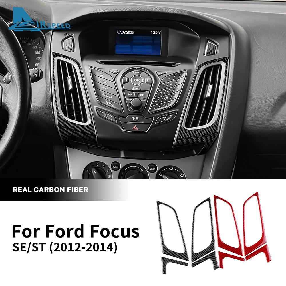 Real Soft Carbon Fiber Sticker For Ford Focus SE ST MK3 2012 2013 2014 LHD Car Central Control Air Outlet Frame Trim Accessories