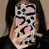 Sweet and cool black pink leopard print is suitable for iPhone17promax Apple 16IMD feather yarn mobile phone case 14/13 large hole 15.